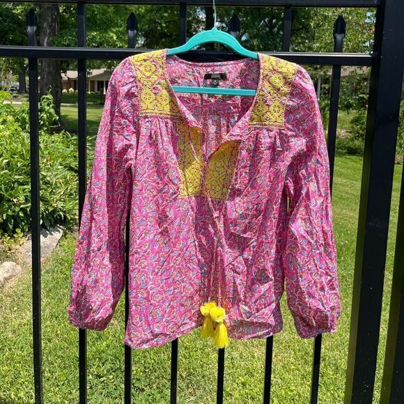 J Crew Embroidered Cotton Voile Top in Block Print - Picture 8 of 13